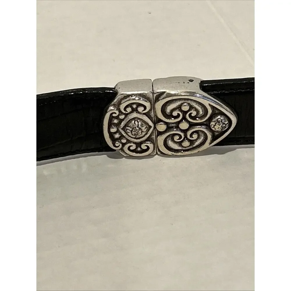 Brighton Belt ML 32 Reversible Pink or Black Leather Silver Hardware B40270